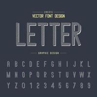 Font and alphabet vector, Line letter typeface and number design, Graphic text on background vector