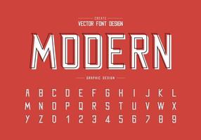 Line font with white shadow and alphabet vector, Modern Typeface and letter number design vector