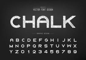 Sketch Font and alphabet vector, Chalk Bold typeface letter and number design, Graphic text on background vector