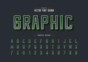 Halftone circle font and alphabet vector, Digital typeface and graphic text on background vector