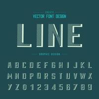 Font and alphabet vector, Line bold typeface and number design, Graphic text on background vector