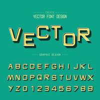 3D font and alphabet vector, Shadow design typeface letter and number, Graphic text on background vector