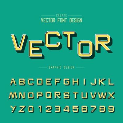 3D font and alphabet vector, Shadow design typeface letter and number, Graphic text on background