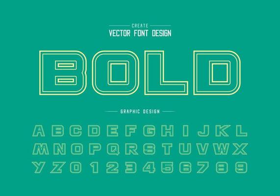 Double line font and bold alphabet vector, Design typeface letter and number