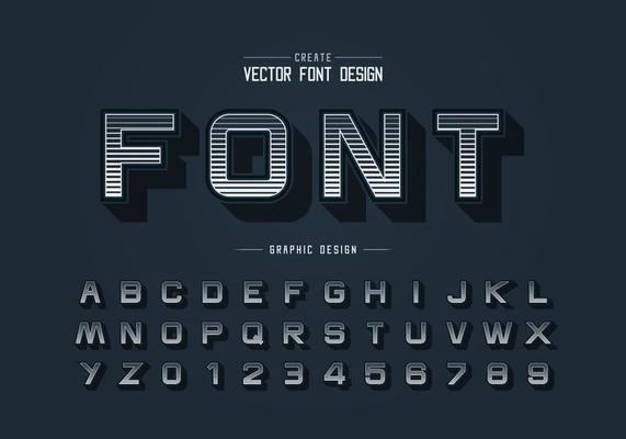 Line font and alphabet vector, Digital design typeface letter and number