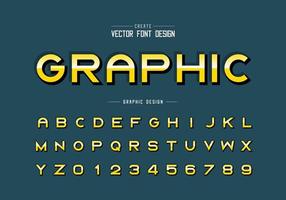 Reflective font and alphabet vector, Gradient bold typeface letter and number design vector