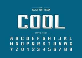 Line font with white shadow and bold alphabet vector, Writing typeface and number design vector