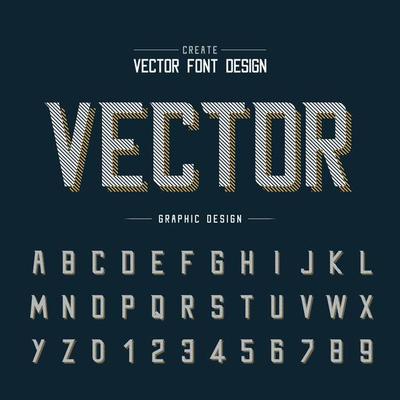 Line Font Shadow and alphabet vector, Modern Typeface and letter number design on background
