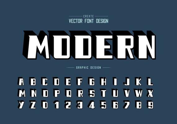 Shadow bold font and alphabet vector, Modern Typeface and letter number design