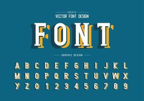 Font and alphabet vector, Line Writing style typeface letter and number design, graphic text on background vector