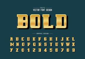 Gold font and bold alphabet vector, Golden script and number design, Graphic text on background vector