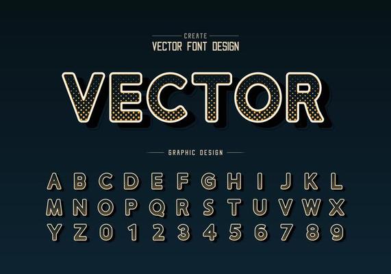 Halftone circle font and round alphabet vector, Digital design typeface and number, Graphic text on background
