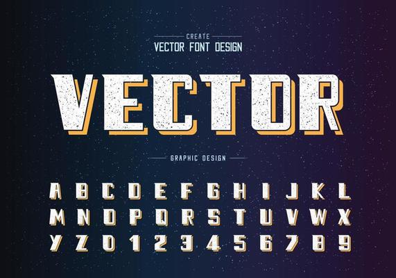 Texture Bold Font and alphabet vector, Modern Typeface and letter number design