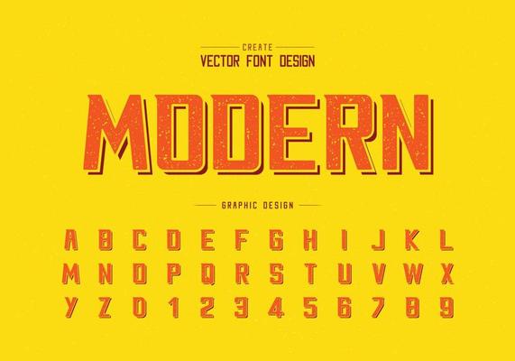 Texture Font and alphabet vector, Bold Modern Typeface and letter number design, Graphic text on background