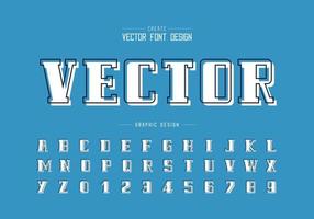 Line font with white shadow and bold alphabet vector, Script and number design vector