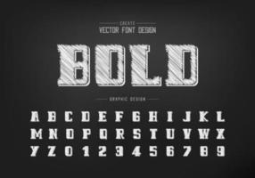 Pencil bold font and alphabet vector, Sketch script and number design vector