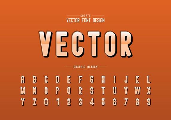 Reflective round font and alphabet vector, Gradient style letter typeface