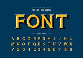 Font and alphabet vector with shadow, Idea typeface letter and number design