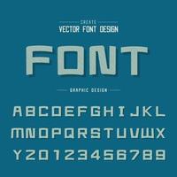 Line font Shadow and Cartoon alphabet vector, Square typeface letter and number design on background vector