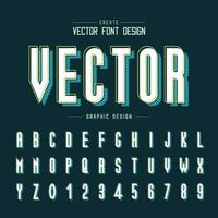 Font and alphabet vector, Tall typeface letter and number design, Graphic text on background vector