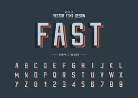 Font and alphabet vector, Line Typeface and letter number design, Graphic text on background vector