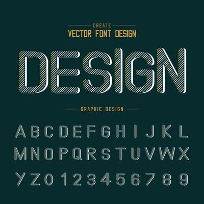 Font and alphabet vector, Line typeface letter and number design, Graphic text on background
