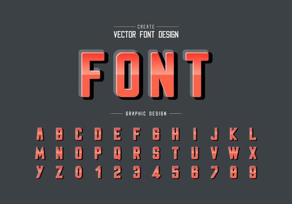 Gradient font and reflective alphabet vector, Round typeface and letter number design, Graphic text on background