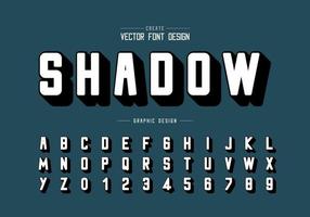 fuente de sombra y vector de alfabeto redondo, tipo de letra y diseño de número de letra