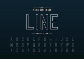 Line font and alphabet vector, Typeface and letter number design, Graphic text on background vector