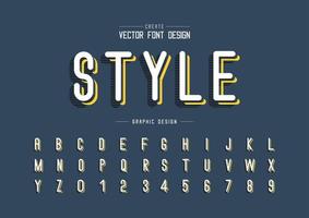 Font and alphabet vector, Line Letter style typeface and number design, Graphic text on background vector