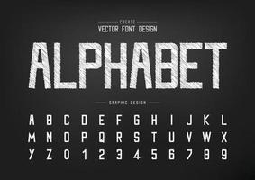 boceto de fuente y vector alfabético, tipografía de tiza y diseño de números de letras, texto gráfico en el fondo
