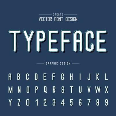 Font and alphabet vector, Letter style typeface and number design, Graphic text on background