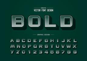 Line bold font and alphabet vector, Digital design typeface letter and number, Graphic text on background vector