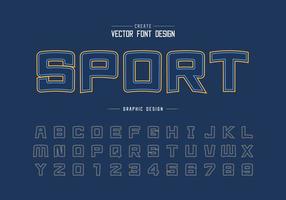 Double line sport font and cartoon alphabet vector, Square typeface letter and number design vector