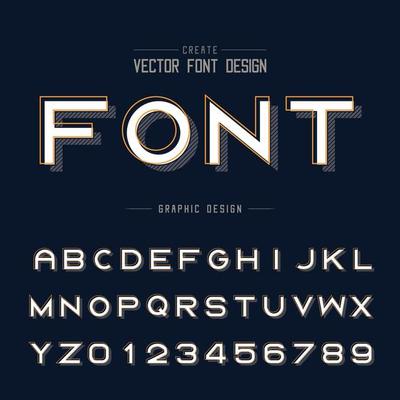 Font and alphabet vector, Bold typeface letter and number design, Graphic text on background