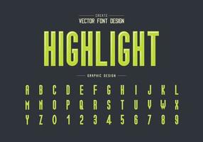 Highlights font and alphabet vector, Tall typeface letter and number design vector