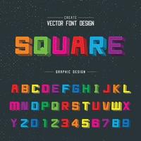 3D Font color and alphabet vector, Writing Square typeface letter design, Script Graphic text on background vector