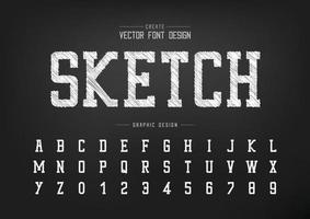 Sketch Font and alphabet vector, Chalk Typeface and number design, Graphic text on background vector