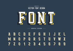 Font and alphabet vector, Line Typeface and number design, Graphic text on background vector