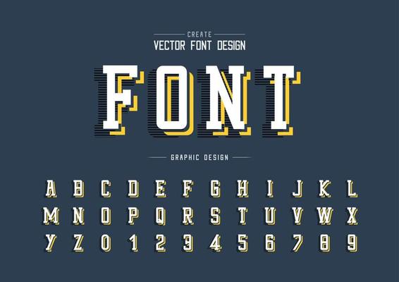 Font and alphabet vector, Line Typeface and number design, Graphic text on background