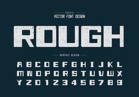 Texture Font and grunge bold alphabet vector, Rough square typeface letter and number design vector