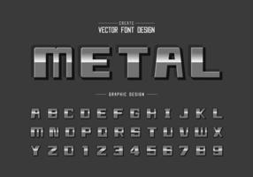 fuente degradada y vector alfabético reflectante, letra cuadrada en negrita y diseño numérico