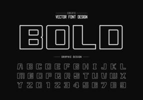 Line font and bold alphabet vector, Square typeface and number design vector