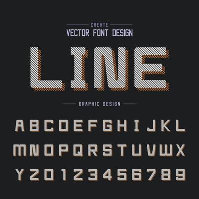 Font and alphabet vector, Line Square typeface letter and number design, Graphic text on background