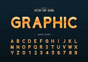 Reflective font and round alphabet vector, Gradient design typeface and number vector