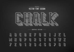 Pencil sketch shadow font and alphabet vector, Chalk typeface and number design vector
