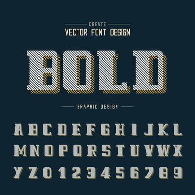 Line Font Shadow and Bold alphabet vector, Script and number design, Graphic text on background
