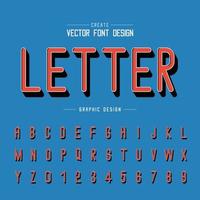 3D font and alphabet vector, Shadow letter style typeface and number design, Graphic text on background vector