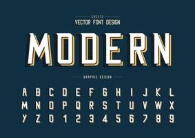 Font and alphabet vector, Line Modern Typeface and letter number design, Graphic text on background vector