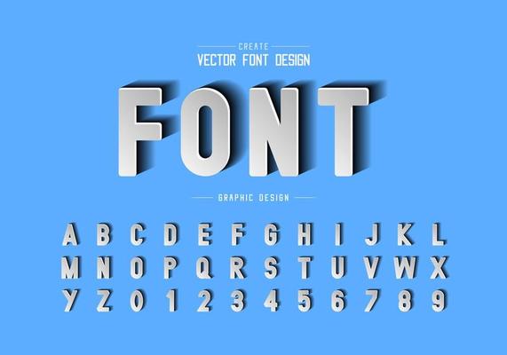 Font paper cut and alphabet vector, Script style typeface letter and number design